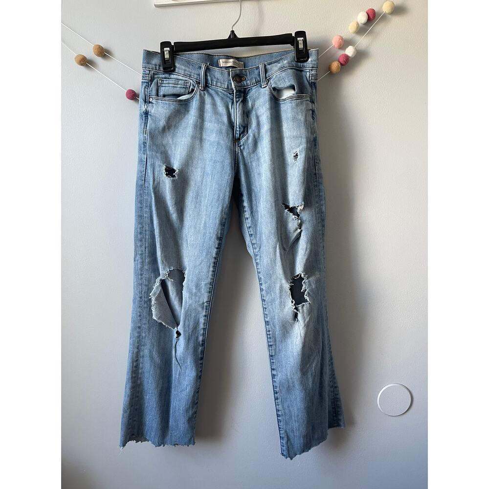 Banana Republic Distresses Ripped Cropps Flare Denim Jeans